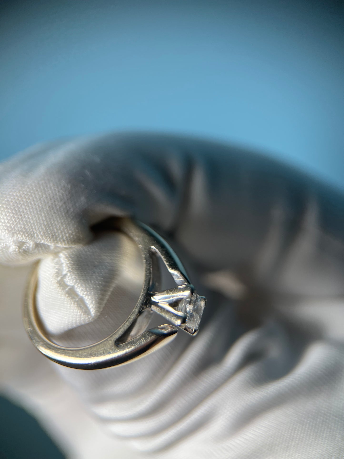 Solitary Princess Cut Diamond Ring in 14k White Gold