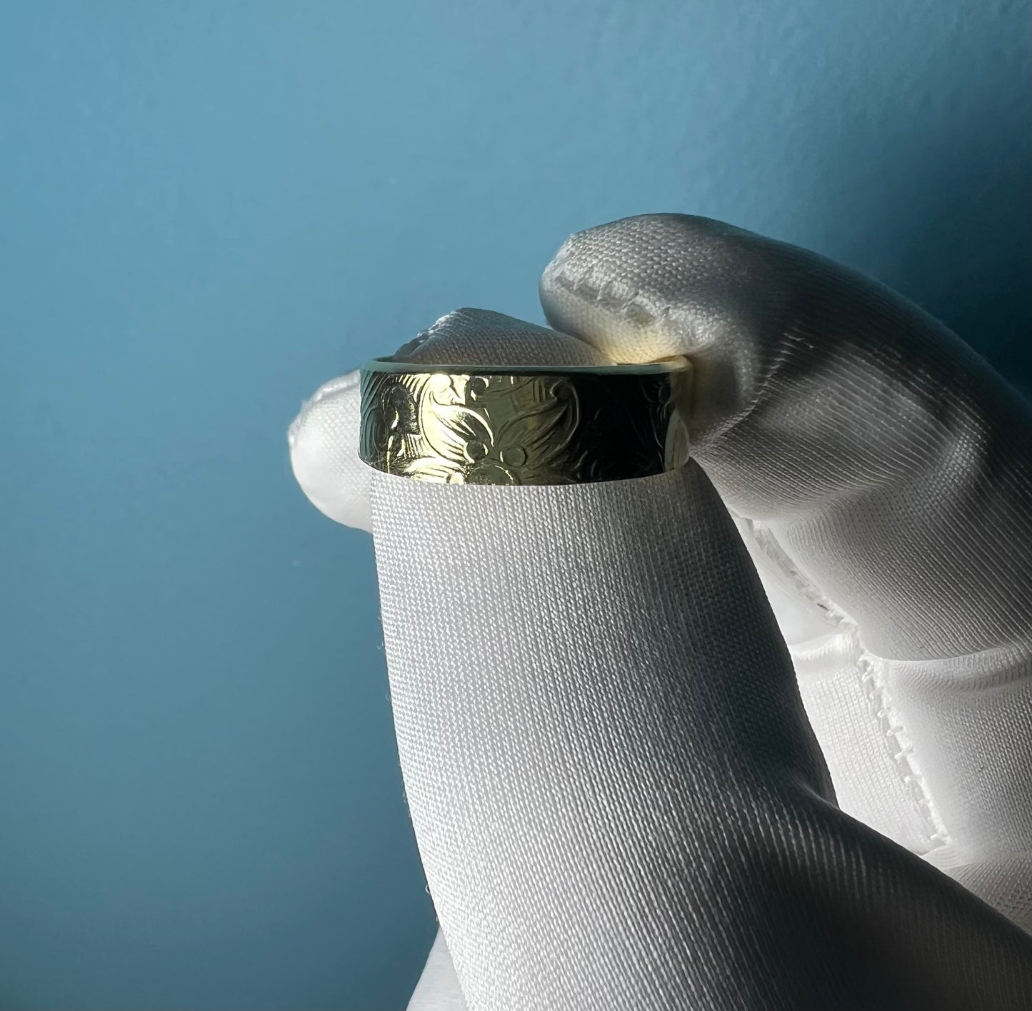 Floral Etched Ring in 14k Yellow Gold By Maxwell The Jeweler