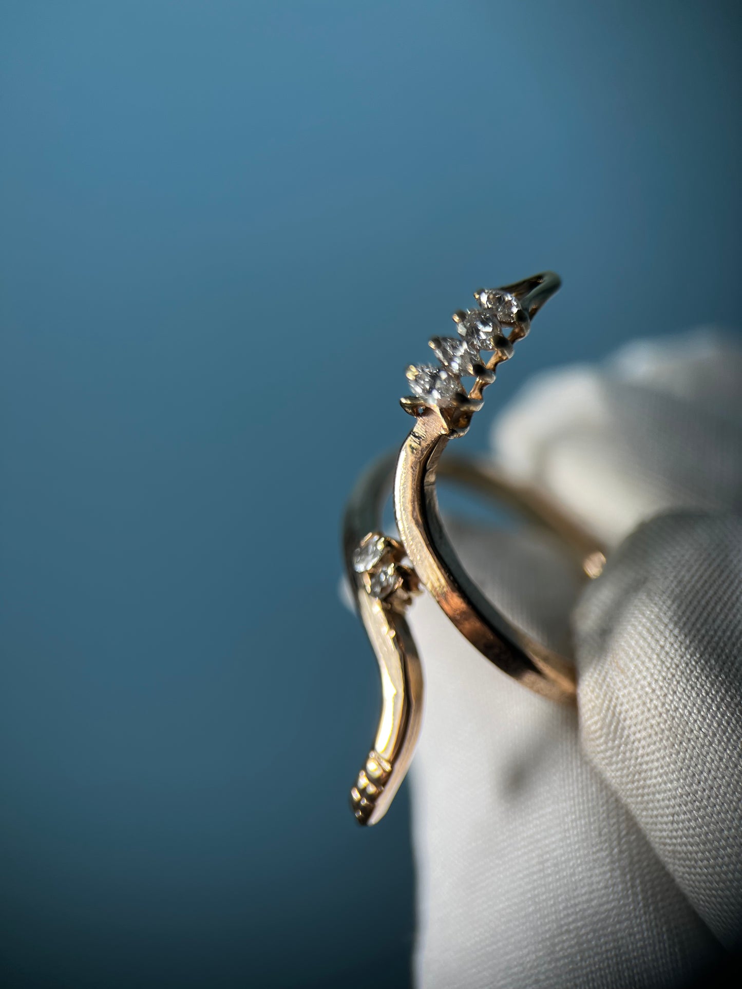 Diamond-Headed Serpent Ring in 10k Yellow Gold By Maxwell The Jeweler
