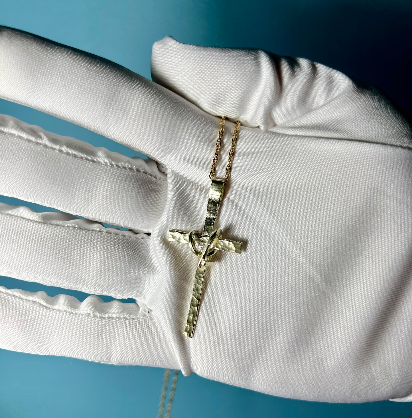 Dented Series Cross Pendant in 14k Gold By Maxwell The Jeweler