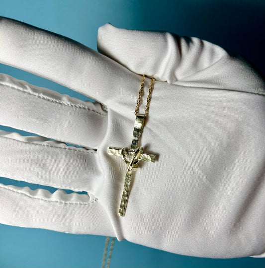 Dented Series Cross Pendant in 14k Gold By Maxwell The Jeweler