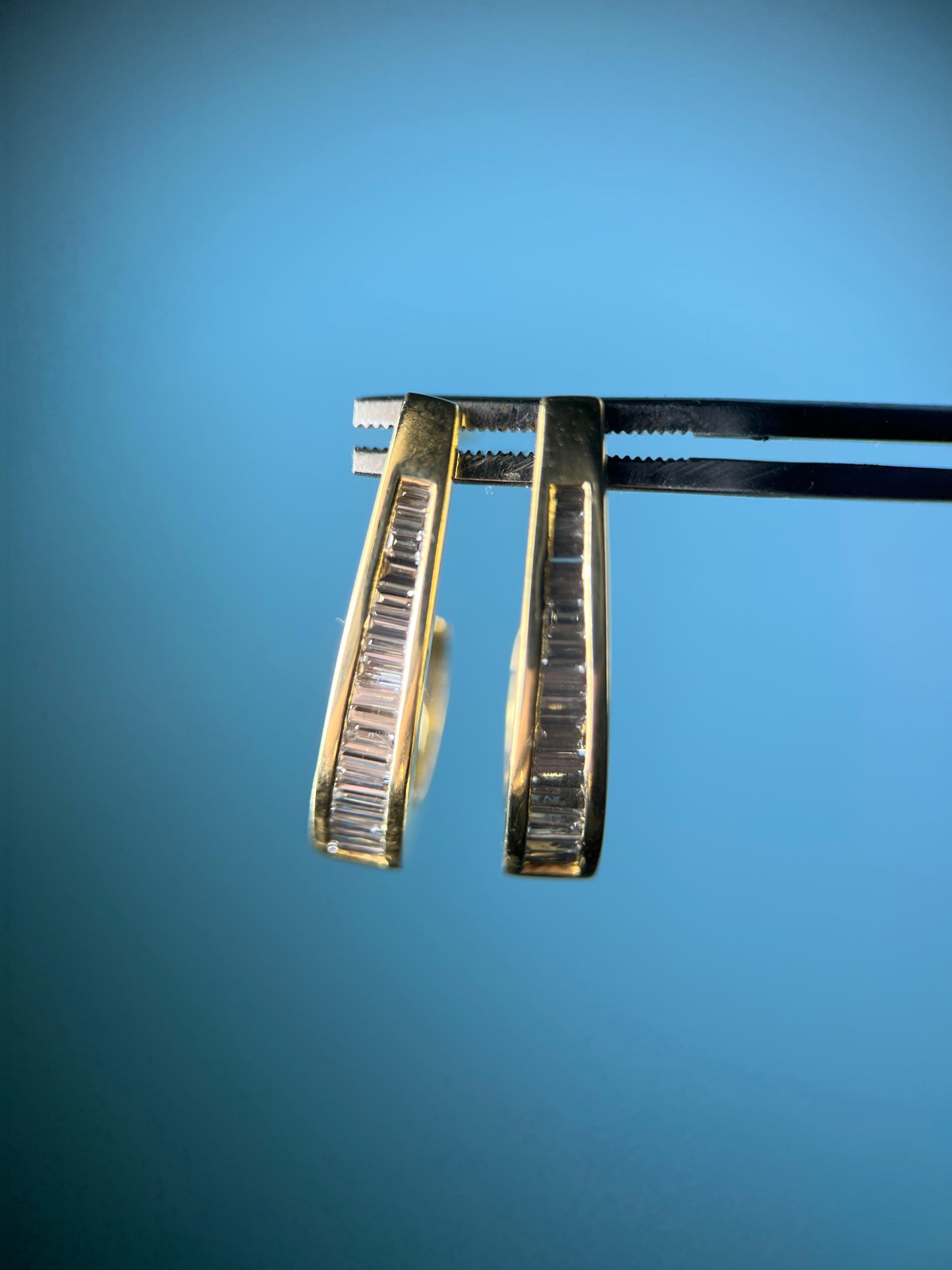 Baguette Diamond Earrings in 14k Yellow Gold