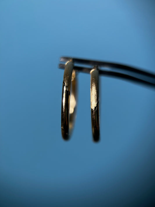 Diamond Brushed Hoops in 14k Yellow Gold