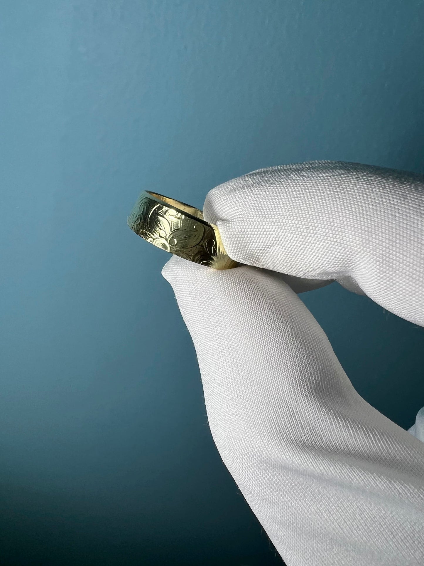 Floral Etched Ring in 14k Yellow Gold By Maxwell The Jeweler