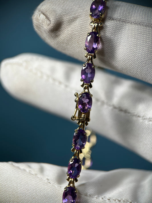 Amethyst Tennis Bracelet in 14k Yellow Gold