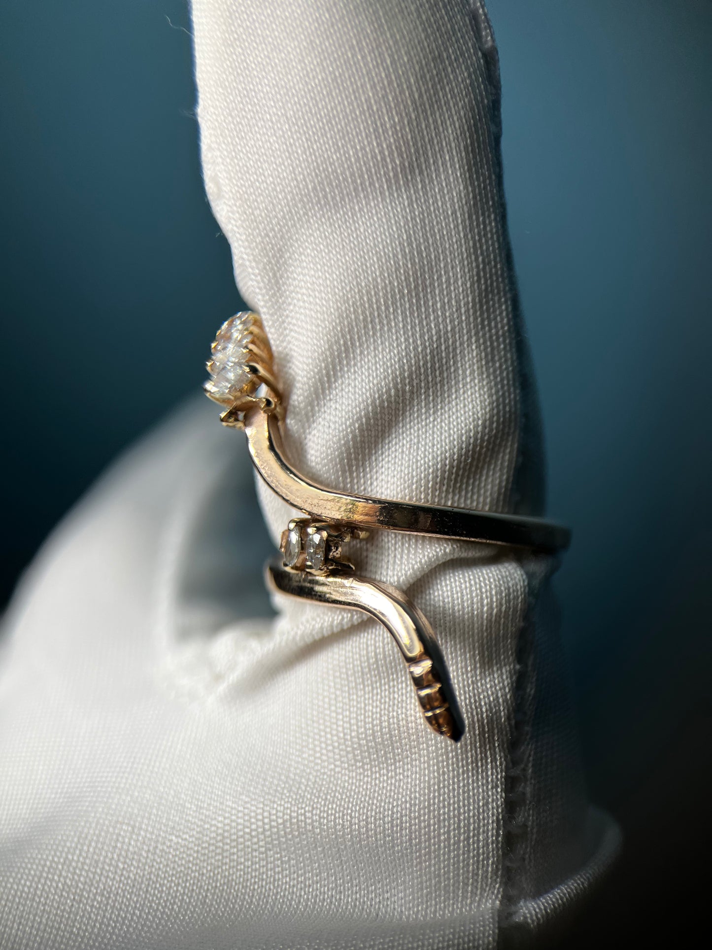 Diamond-Headed Serpent Ring in 10k Yellow Gold By Maxwell The Jeweler