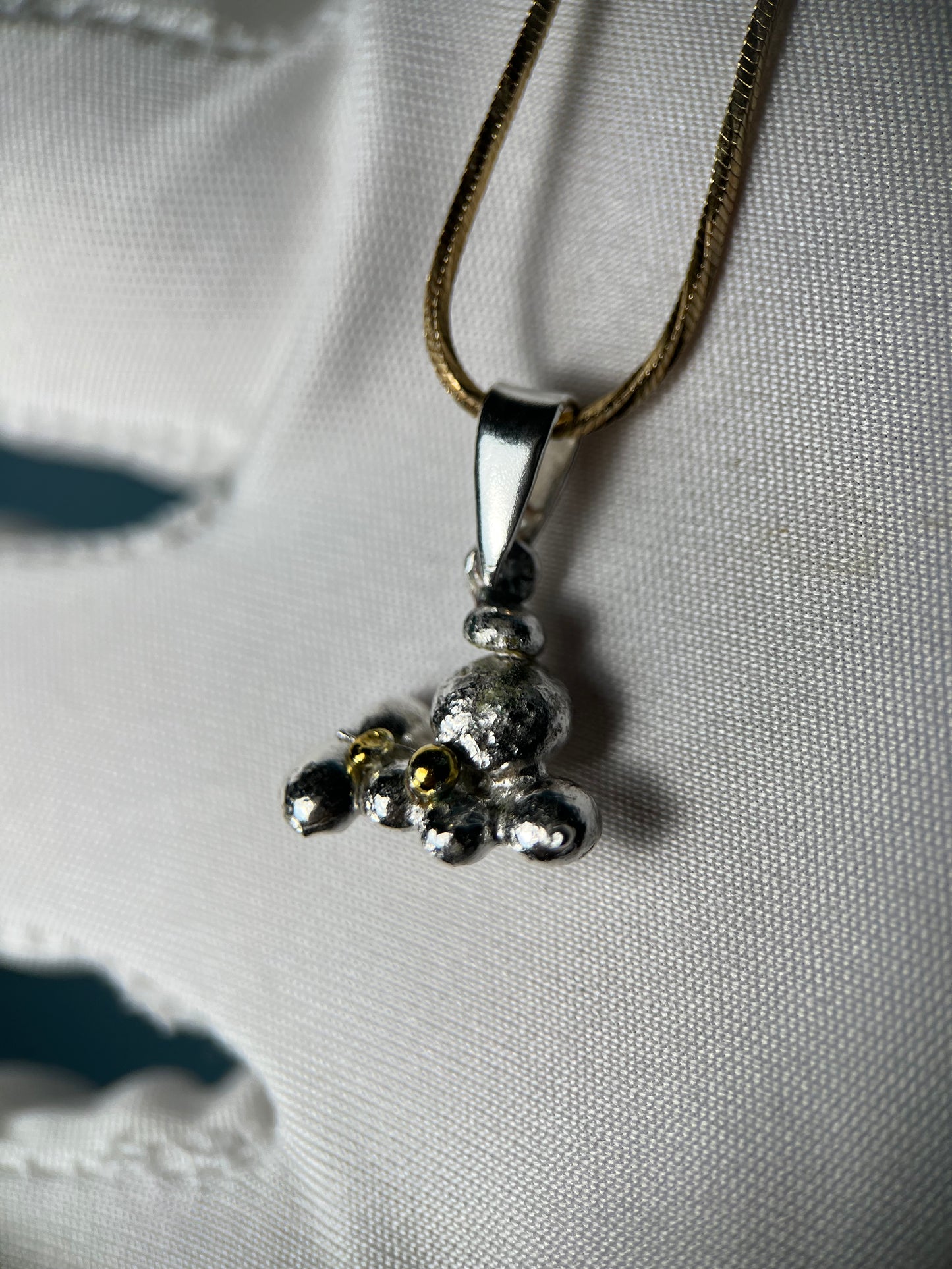 Golden Nugget Rock-pile in .999 Silver & 24k Gold By Maxwell The Jeweler