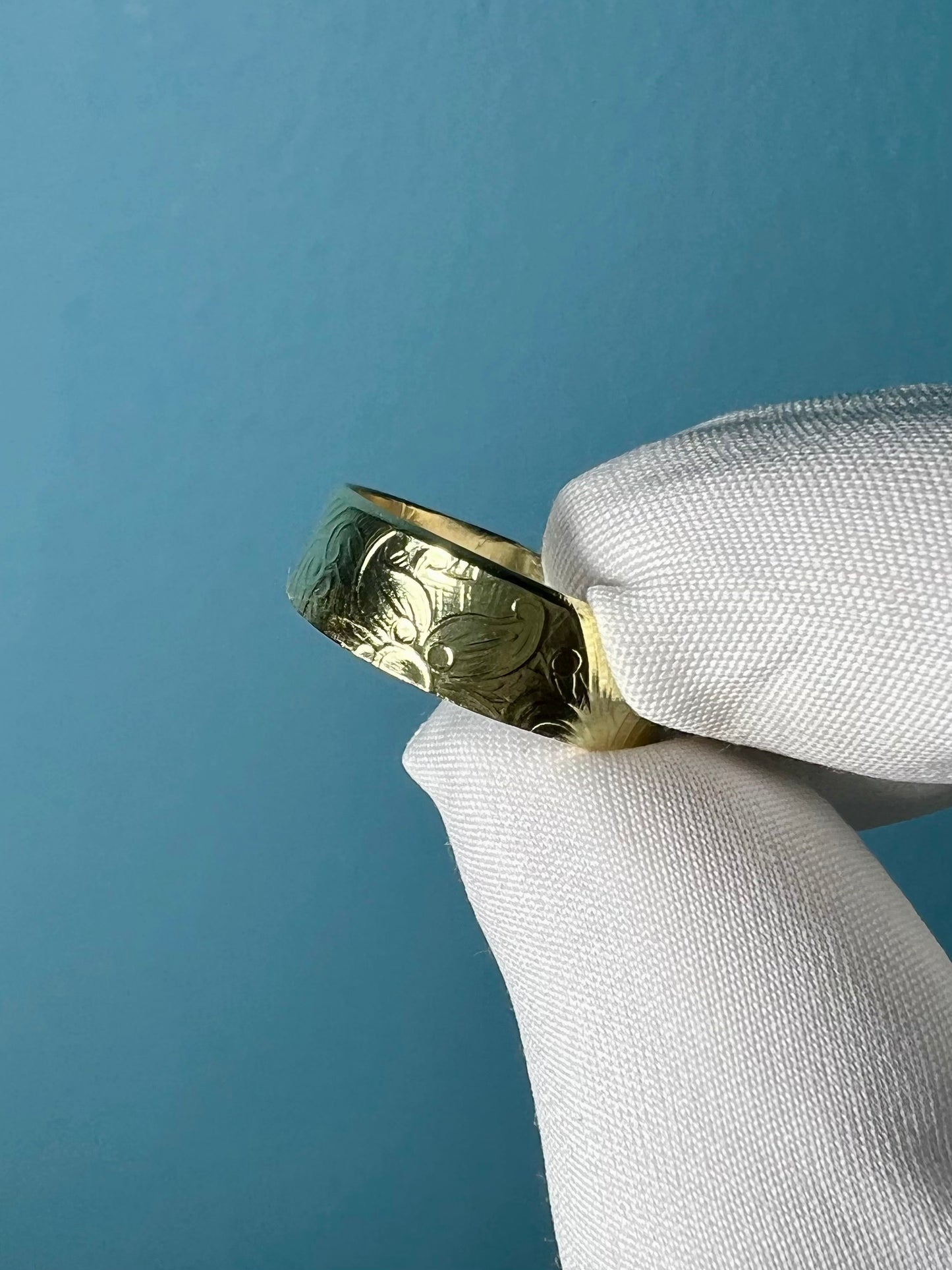 Floral Etched Ring in 14k Yellow Gold By Maxwell The Jeweler
