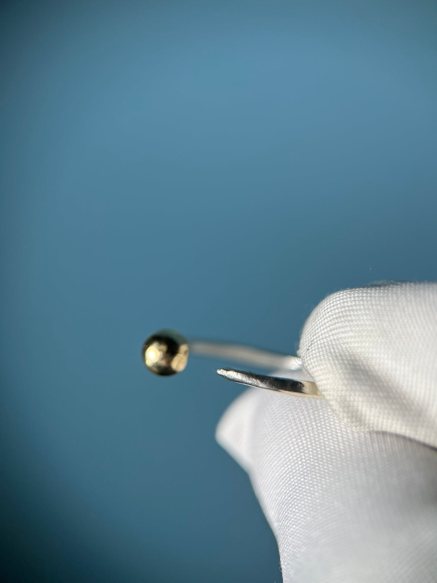 Knife-Edge Ball Ring in .999 Silver & 14k Yellow Gold By Maxwell The Jeweler