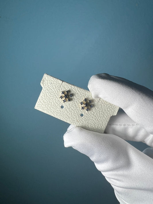 Sapphire Snowflake Earrings in 14k Yellow Gold