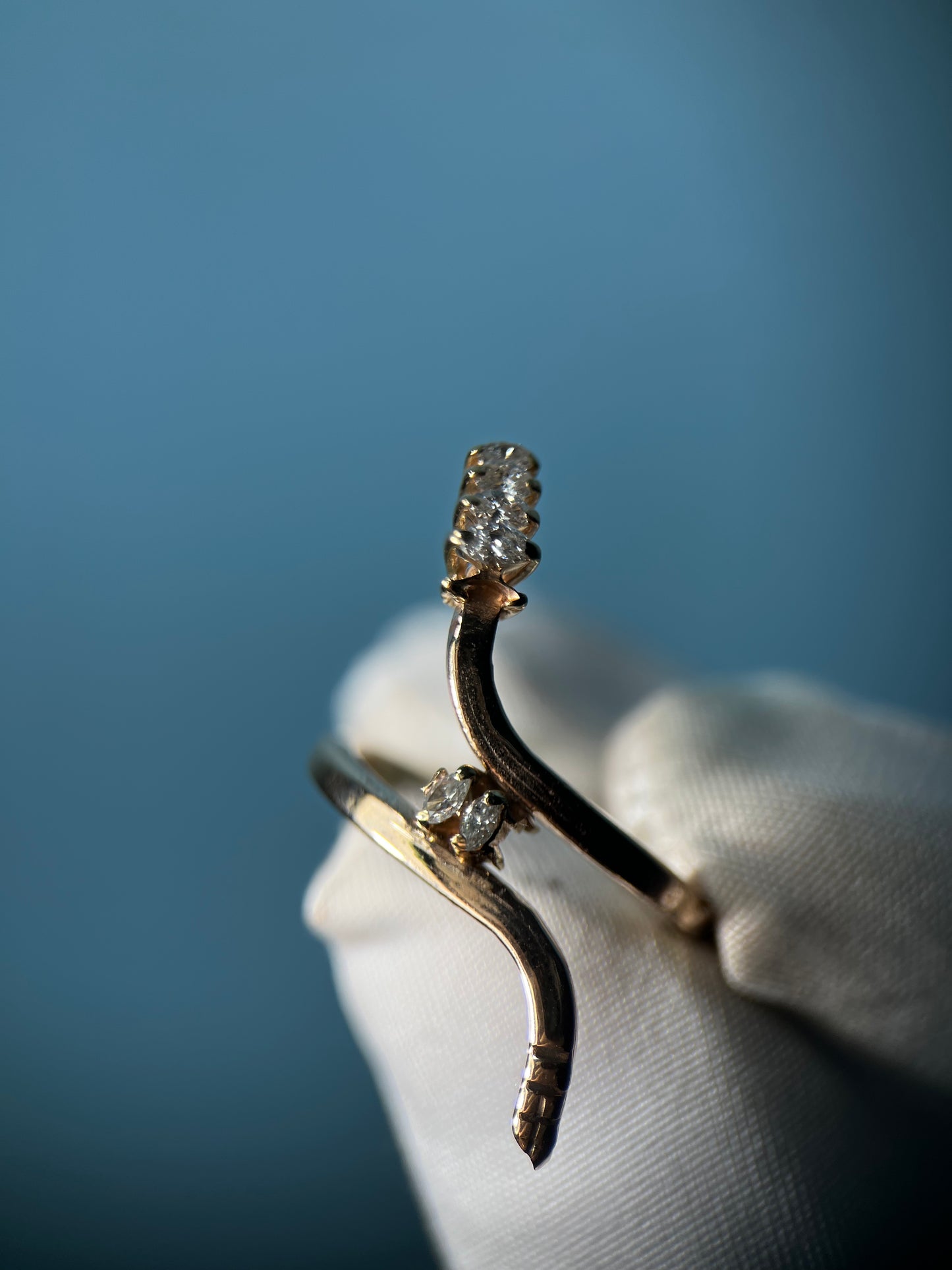 Diamond-Headed Serpent Ring in 10k Yellow Gold By Maxwell The Jeweler