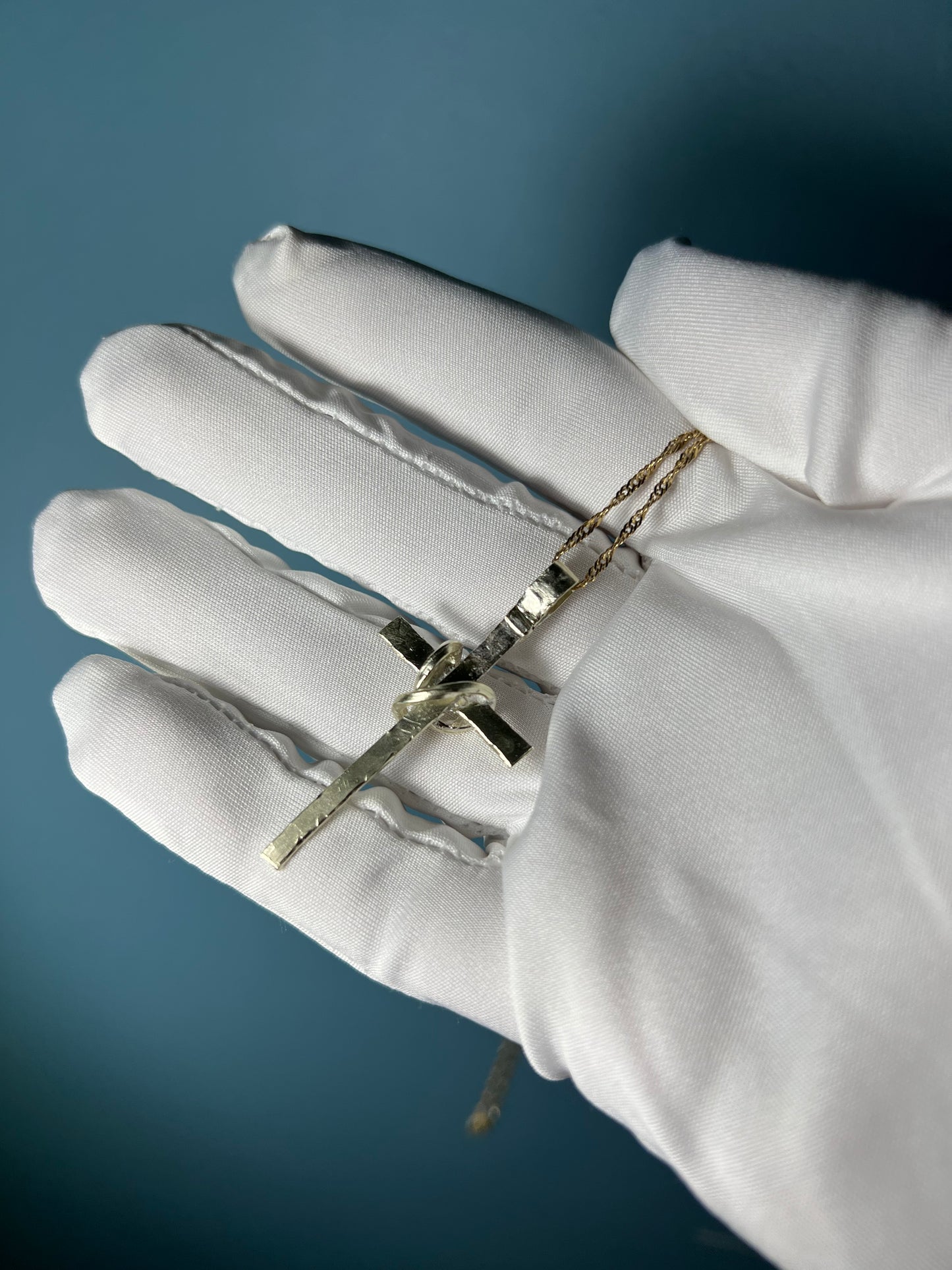 Dented Series Cross Pendant in 14k Gold By Maxwell The Jeweler