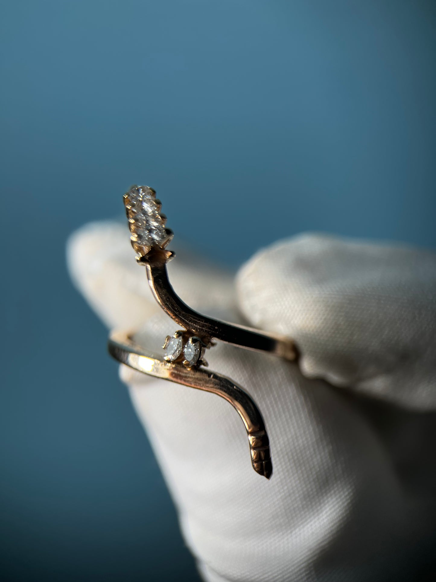 Diamond-Headed Serpent Ring in 10k Yellow Gold By Maxwell The Jeweler
