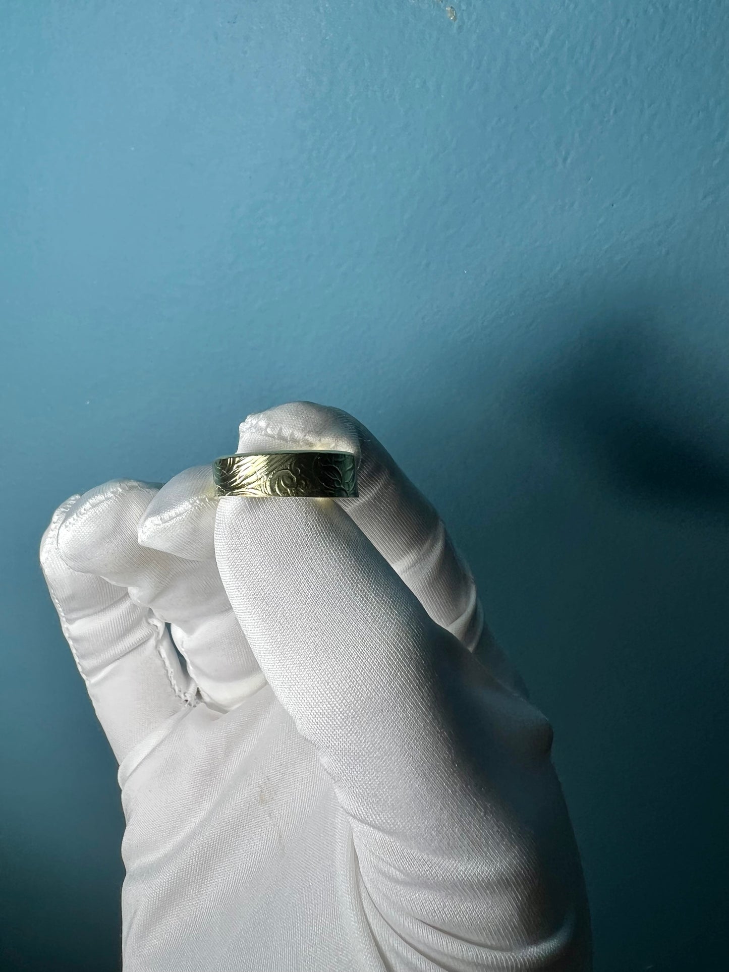 Floral Etched Ring in 14k Yellow Gold By Maxwell The Jeweler