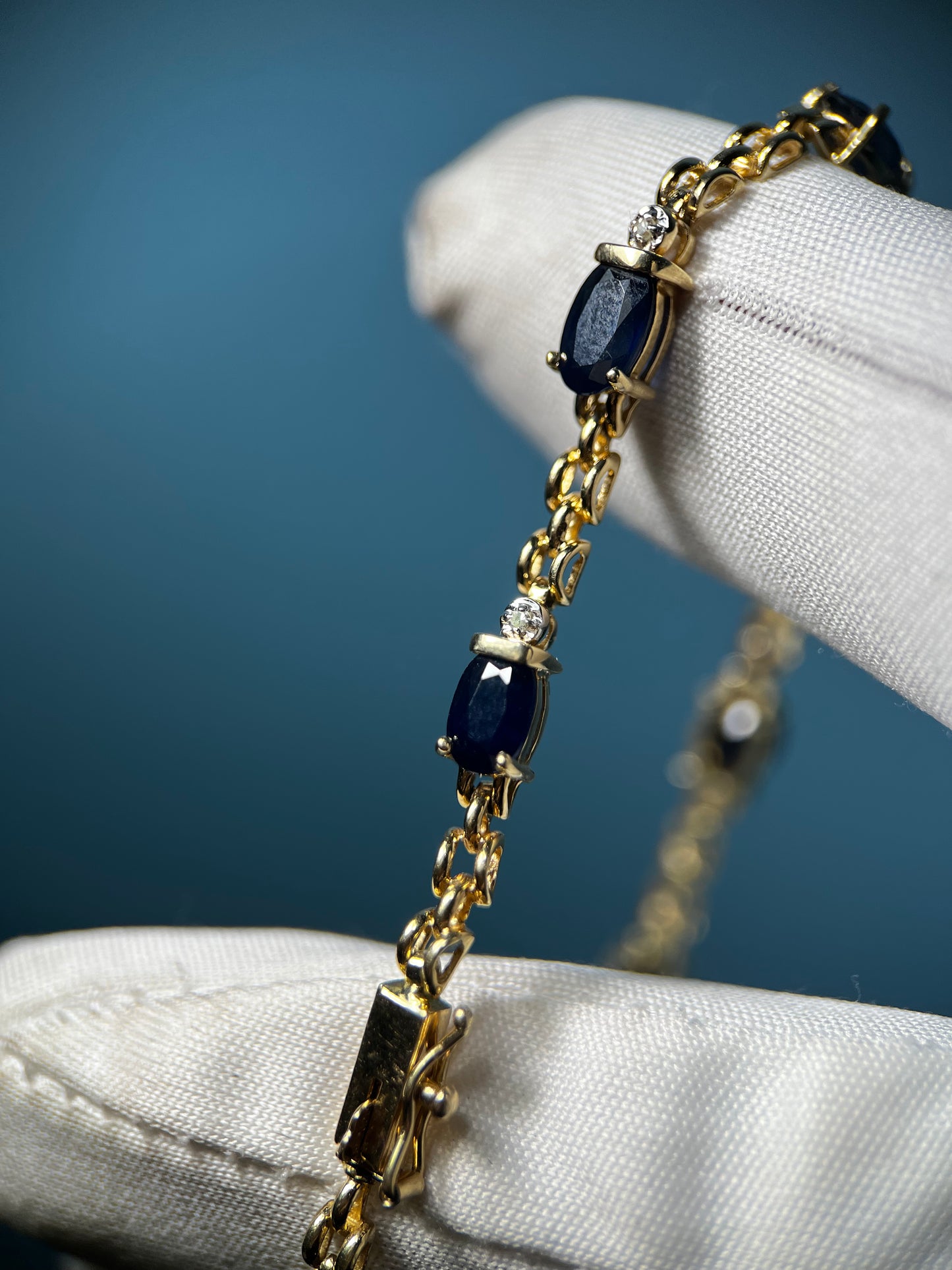 Sapphire and Diamond Bracelet in 14k Yellow Gold