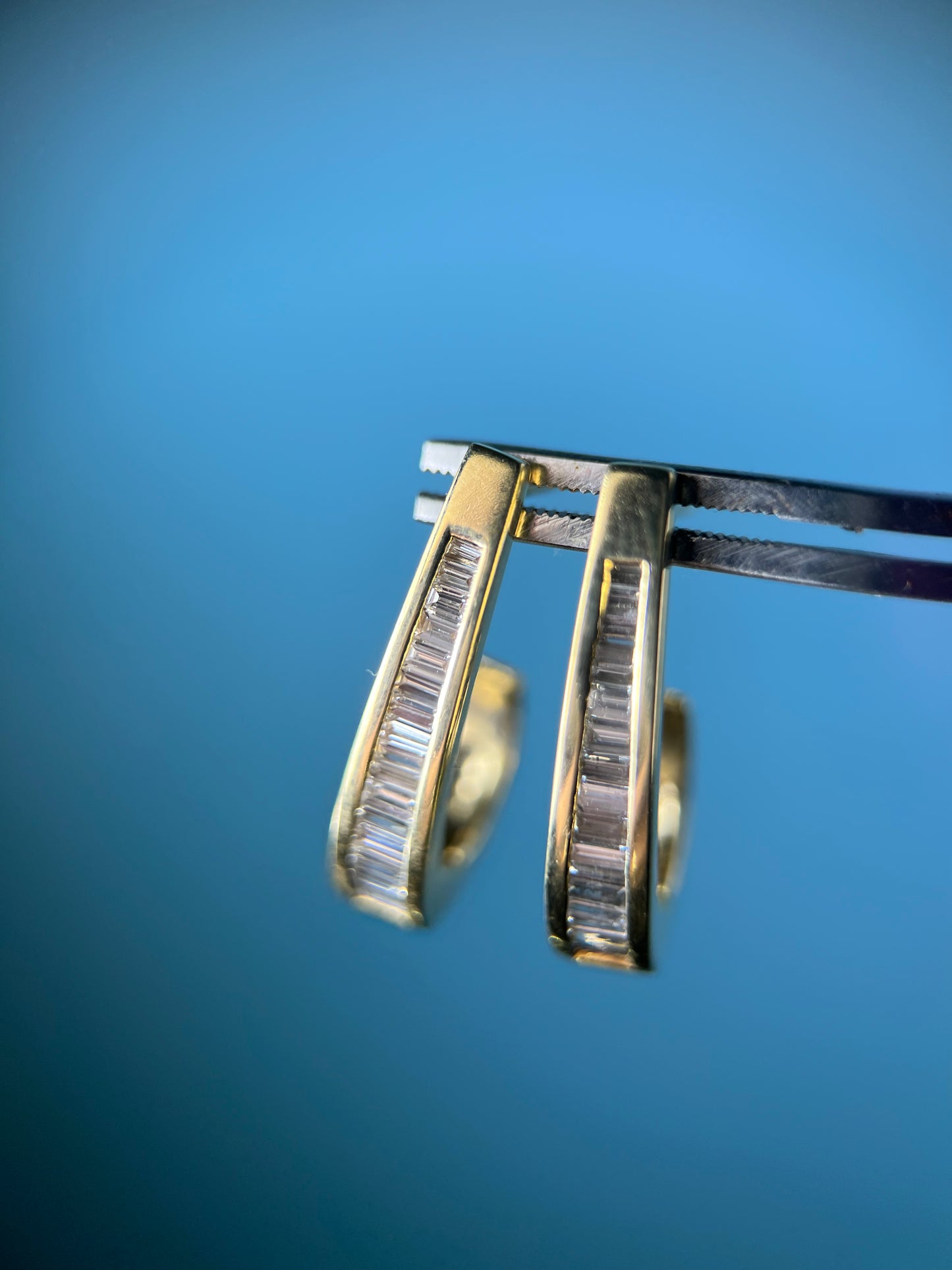 Baguette Diamond Earrings in 14k Yellow Gold