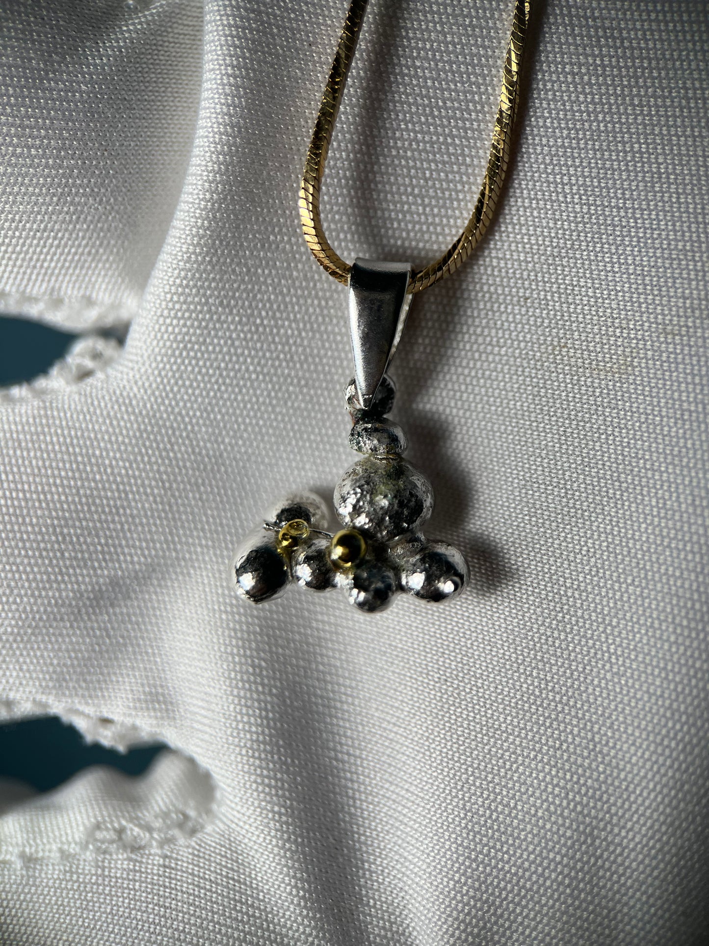 Golden Nugget Rock-pile in .999 Silver & 24k Gold By Maxwell The Jeweler