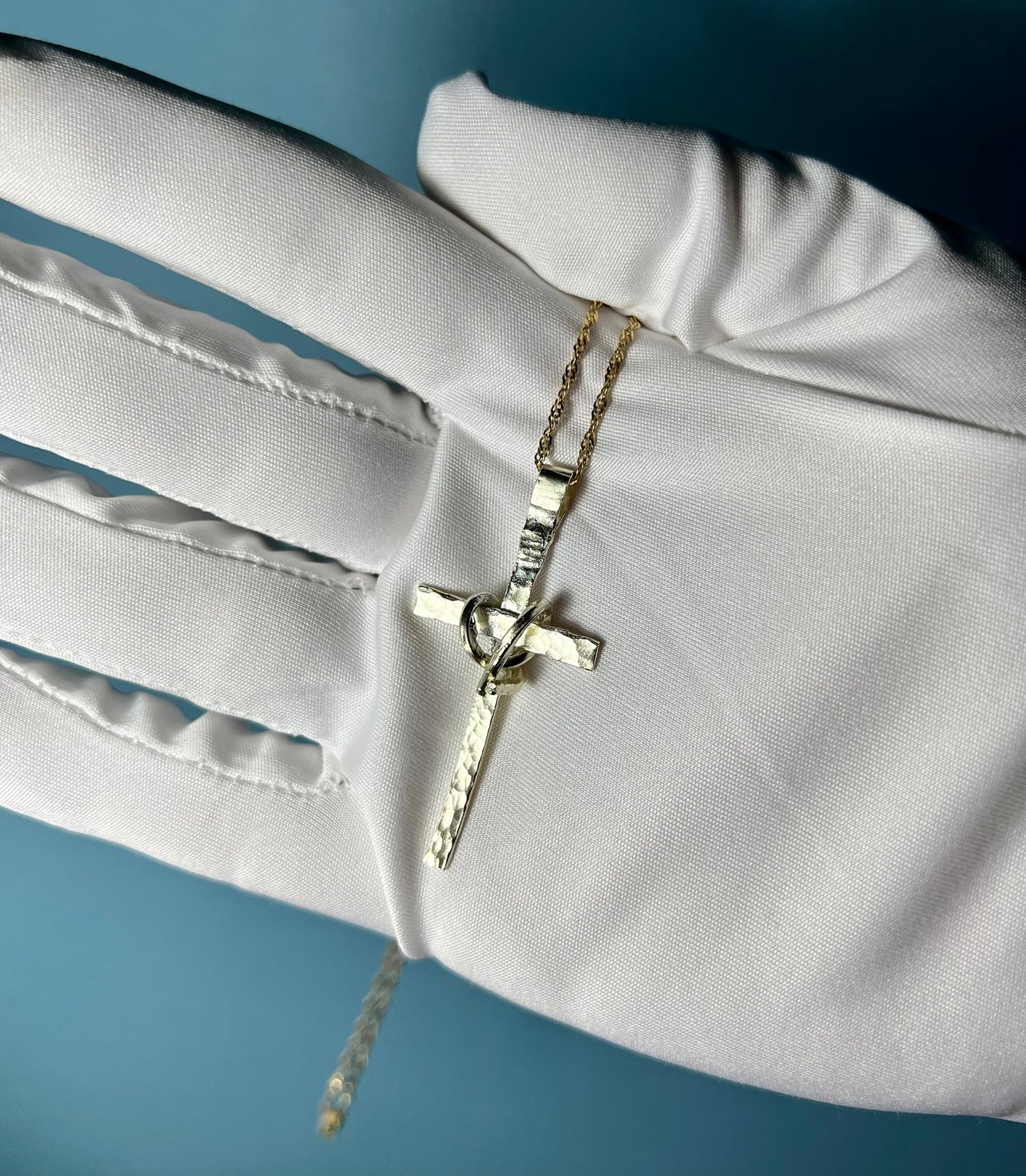 Dented Series Cross Pendant in 14k Gold By Maxwell The Jeweler