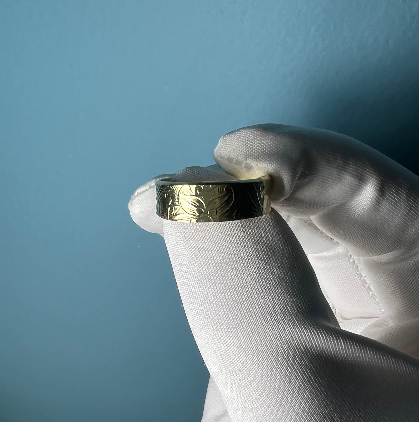 Floral Etched Ring in 14k Yellow Gold By Maxwell The Jeweler