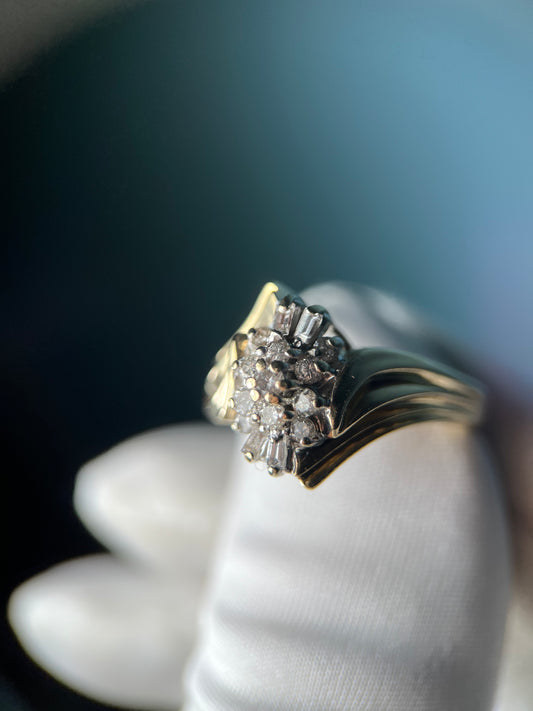 Diamond Cluster Ring in 10k Yellow Gold