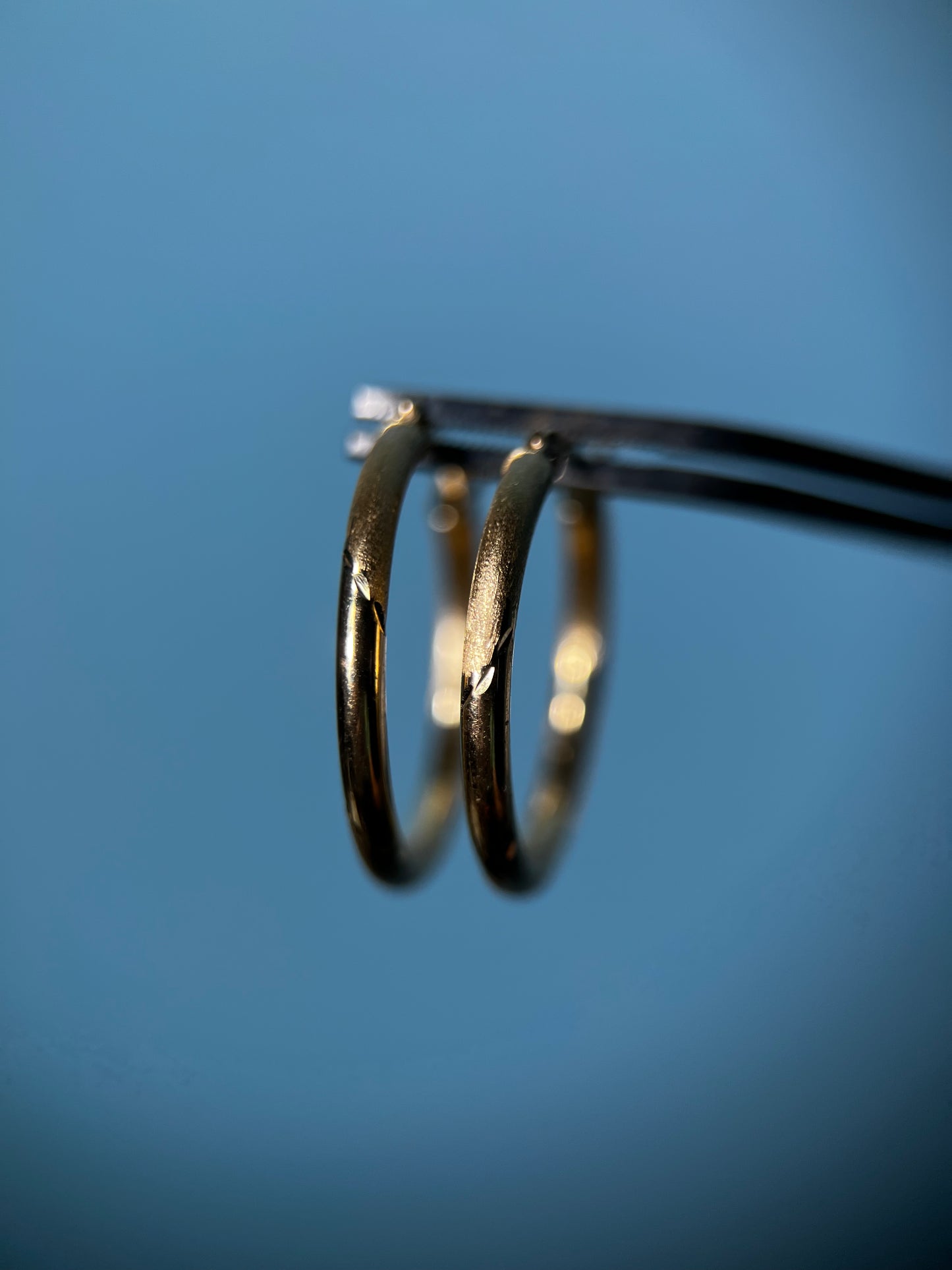 Diamond Brushed Hoops in 14k Yellow Gold