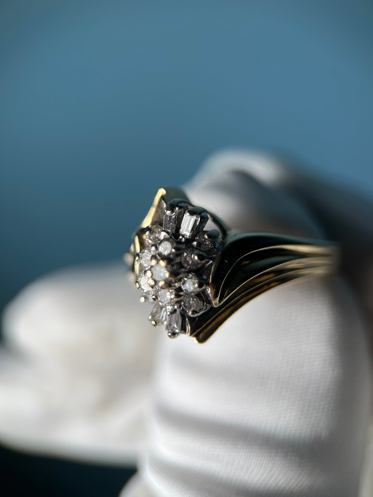 Diamond Cluster Ring in 10k Yellow Gold