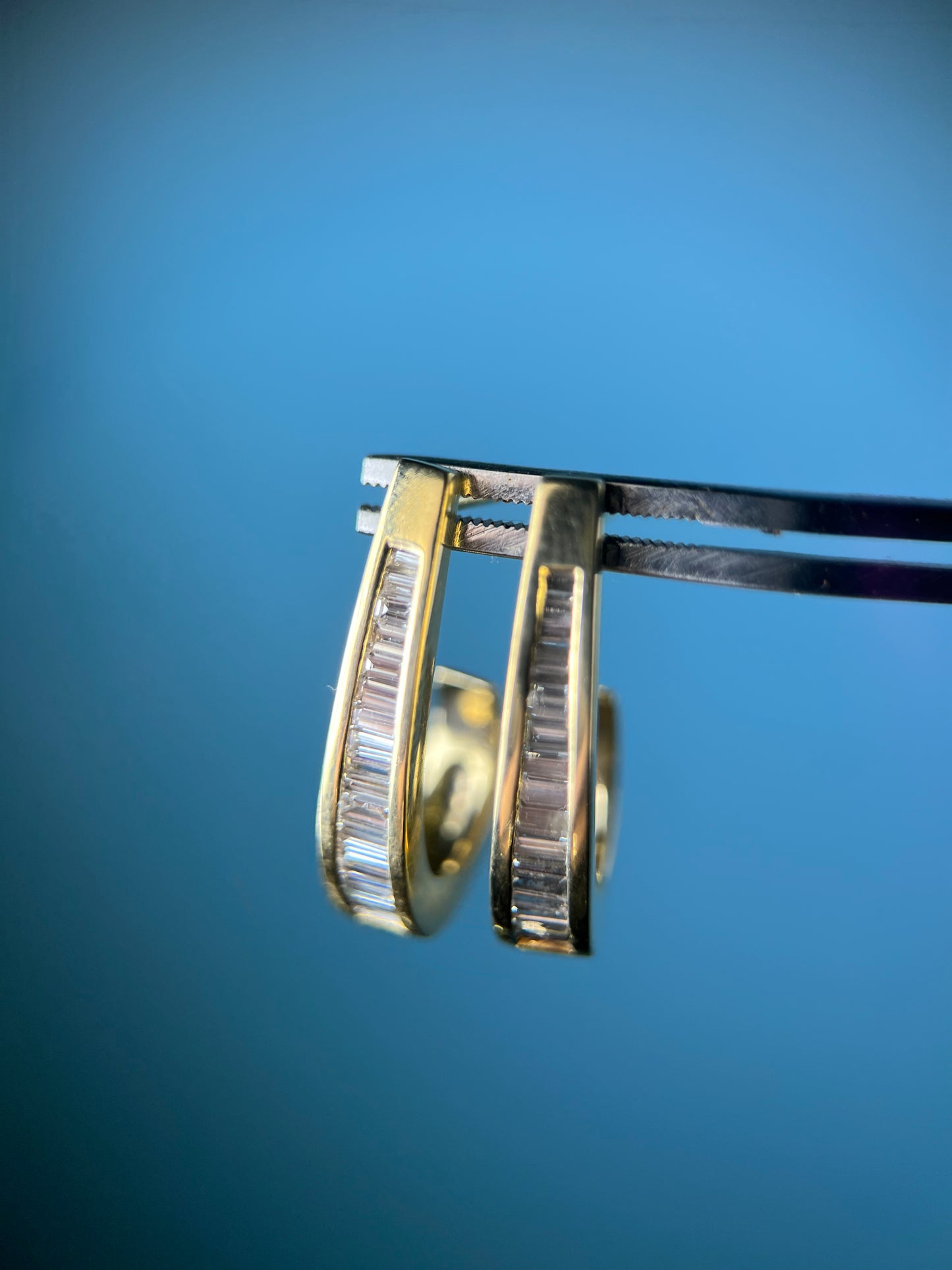 Baguette Diamond Earrings in 14k Yellow Gold