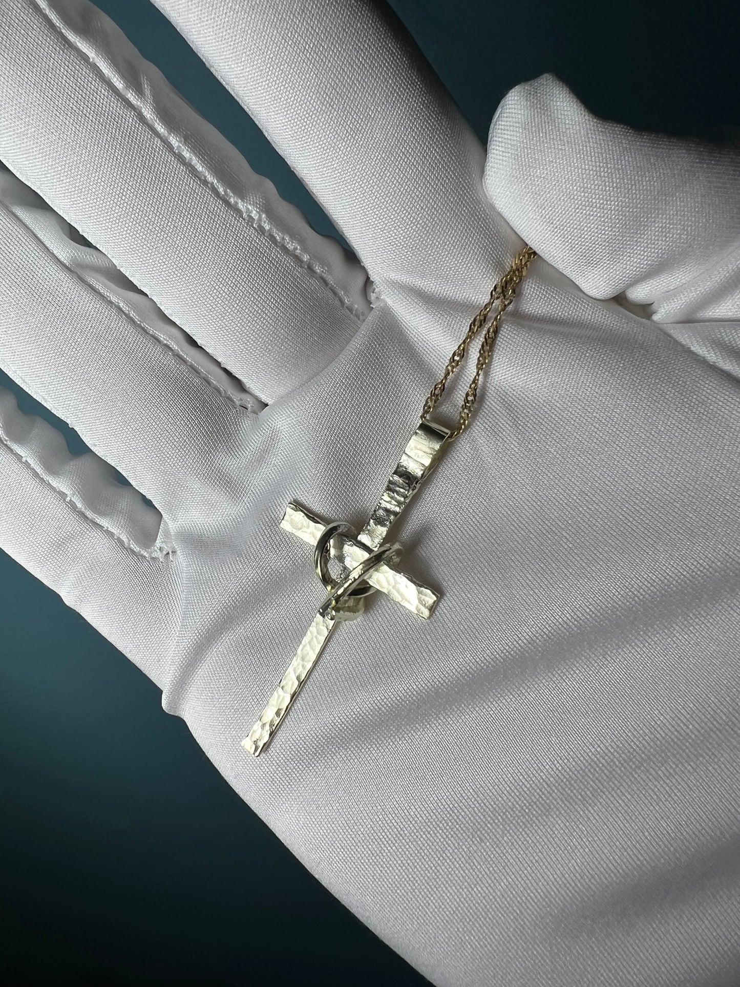 Dented Series Cross Pendant in 14k Gold By Maxwell The Jeweler