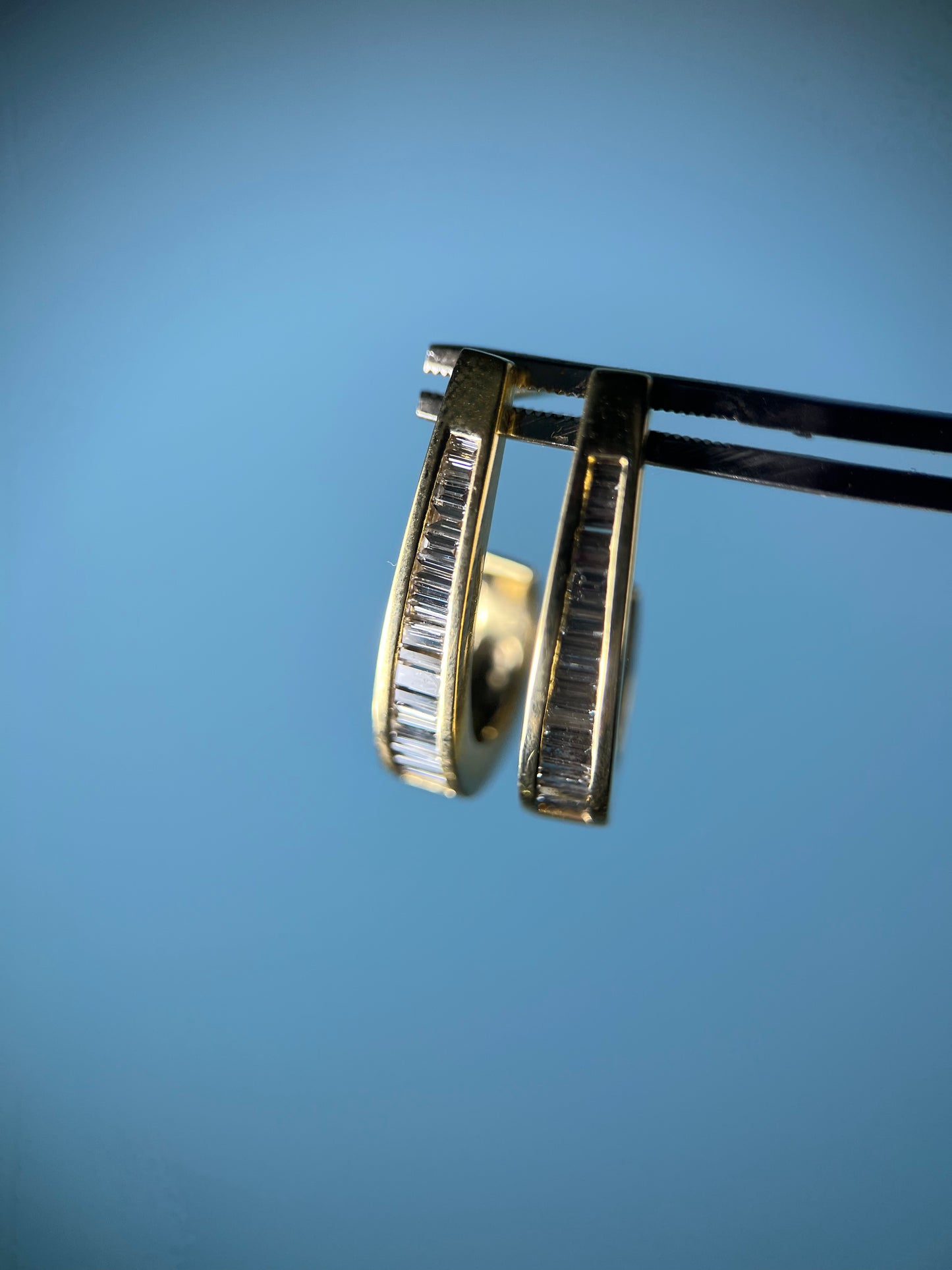 Baguette Diamond Earrings in 14k Yellow Gold