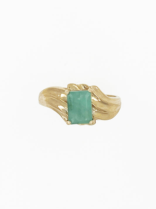 Natural Emerald Ring in 10k Yellow Gold