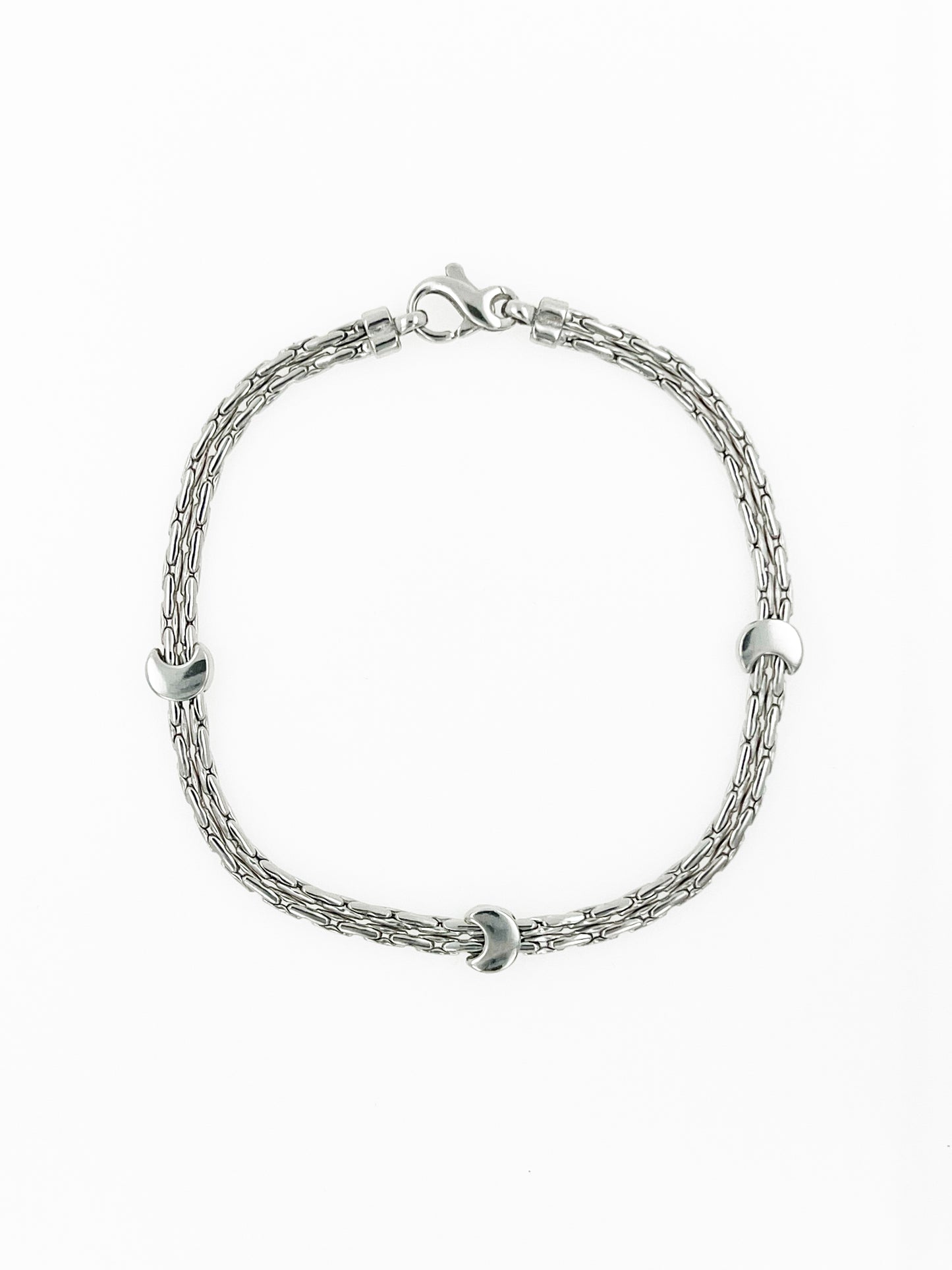 Crescent Moon Bracelet in 14k White Gold