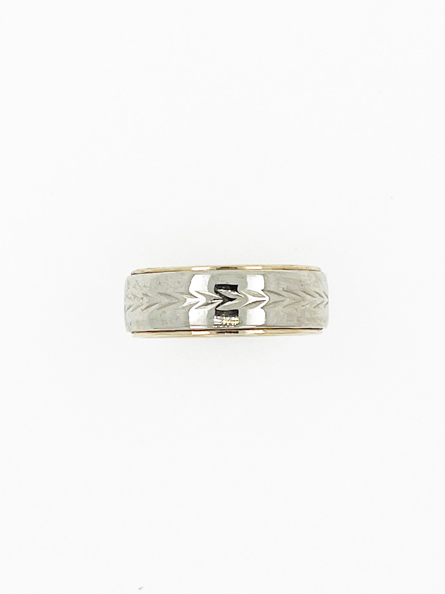 Vintage Diamond Cut Band in 14k Yellow and White Gold