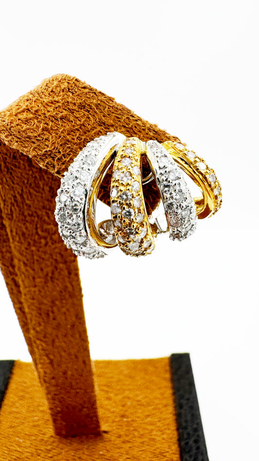 Beautiful Natural Diamond Earrings in 18k Yellow & White Gold