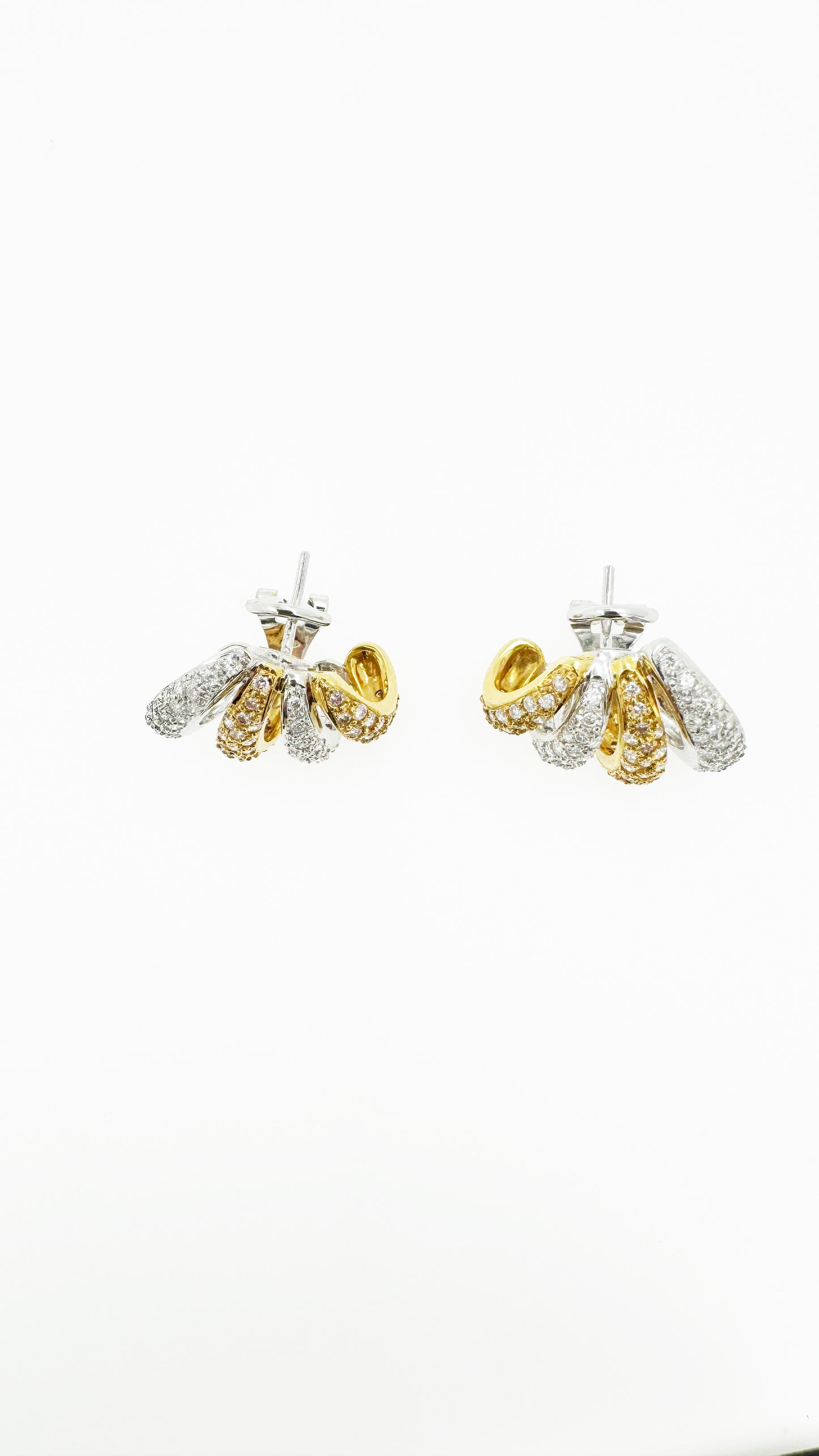 Beautiful Natural Diamond Earrings in 18k Yellow & White Gold