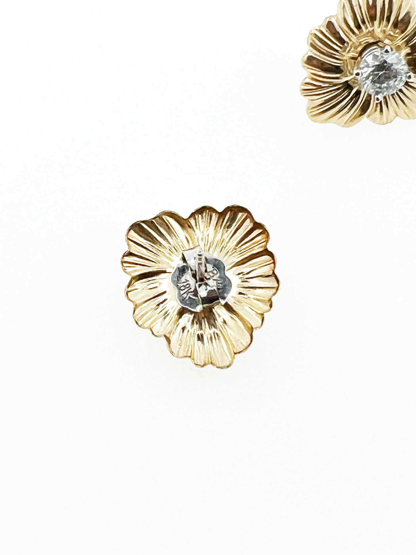 .7 TWC Natural Diamond Interchangeable Heart Flower Studs in 18k White Gold