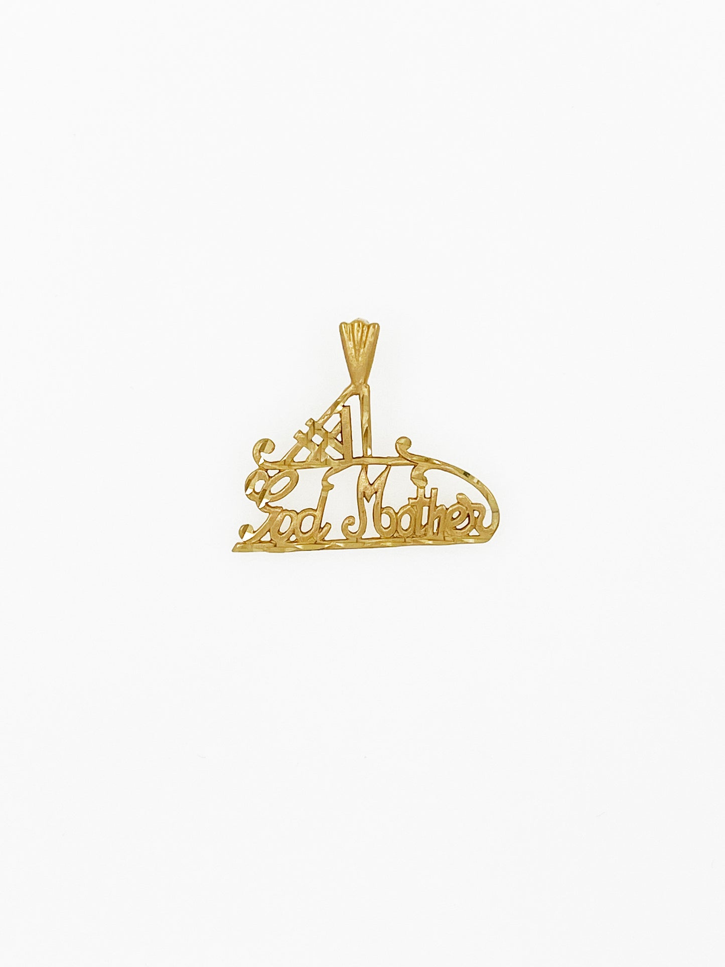 #1 God Mother Pendant in 14k Yellow Gold
