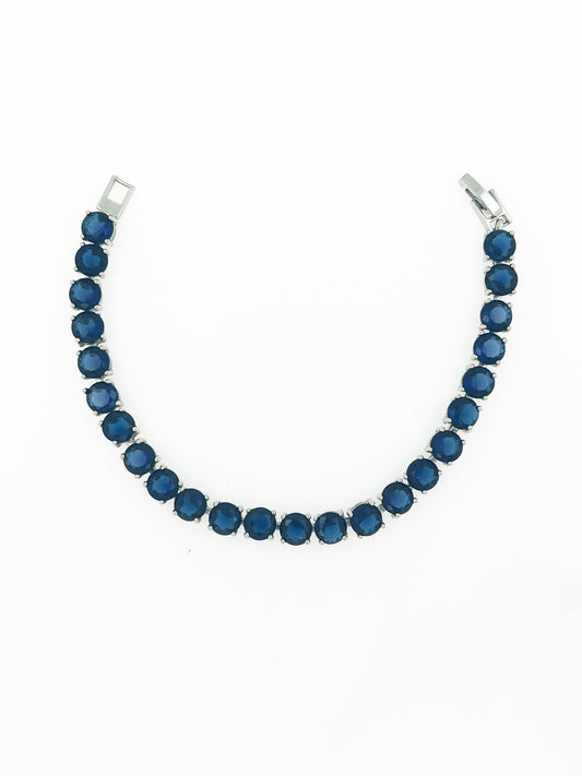 25 Carat Lab-Created Sapphire Tennis Bracelet in .925 Silver