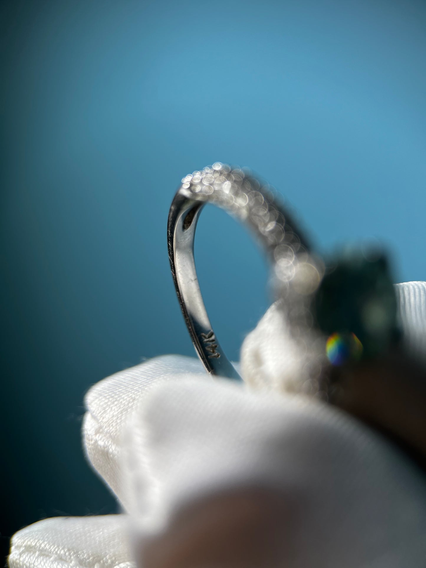 1.6 Carat Lab-Created Fancy Blue Diamond Ring in 14k White Gold