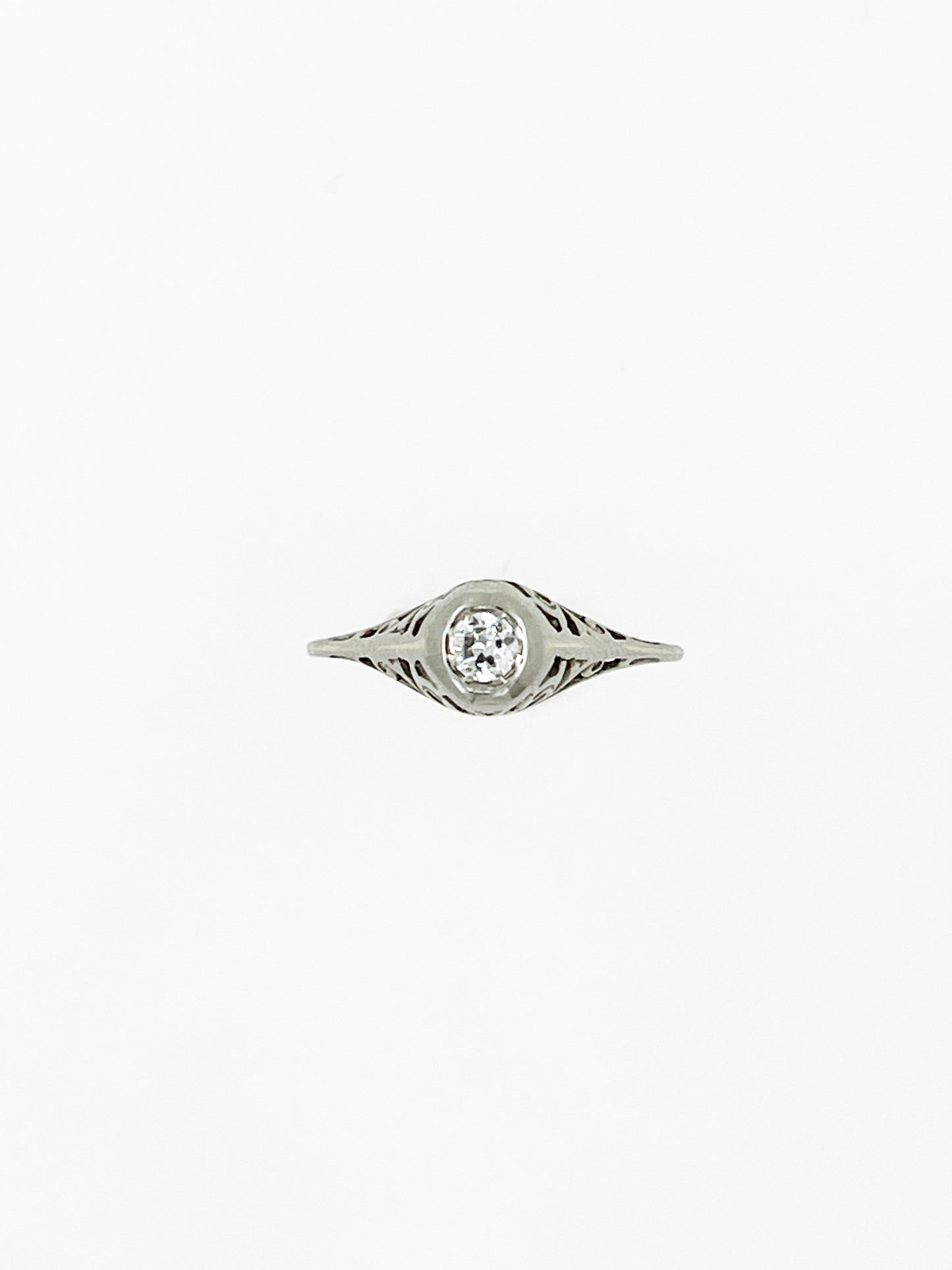 .16 Carat Art Deco Filigree Ring in 14k White Gold