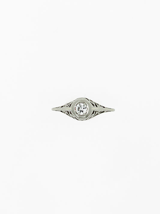 .16 Carat Art Deco Filigree Ring in 14k White Gold