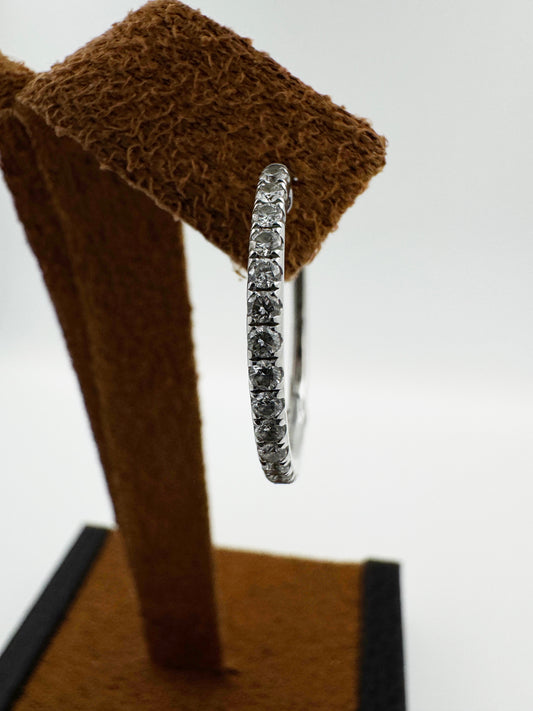 Natural (.6 TCW) Diamond Hoops in 14k White Gold