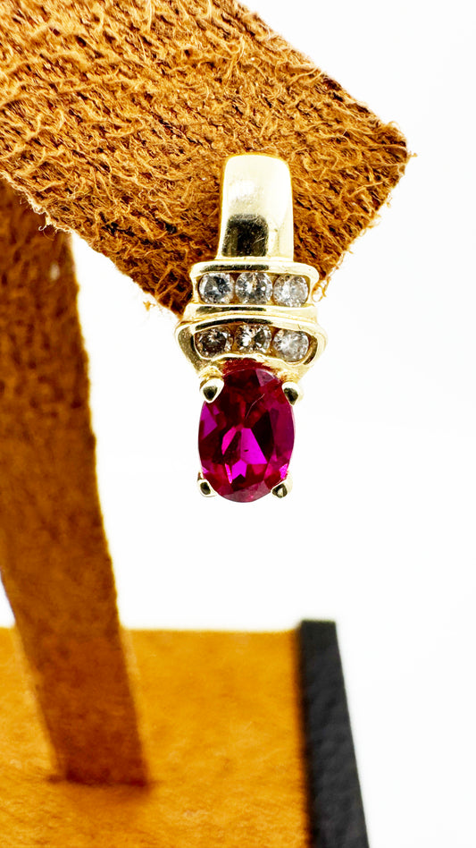 Ruby and Natural Diamond Earrings in 14k Yellow gold