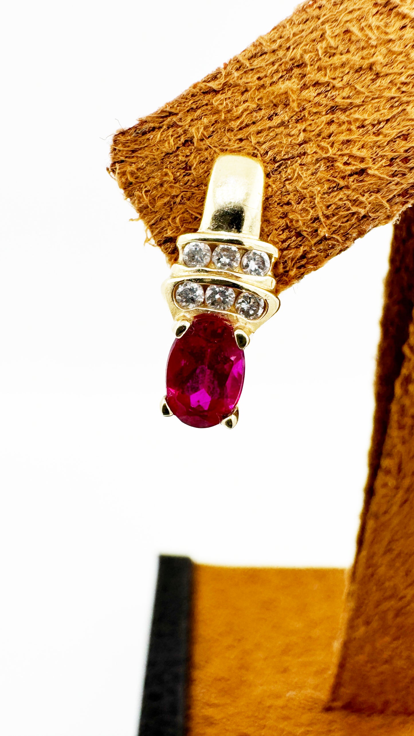 Ruby and Natural Diamond Earrings in 14k Yellow gold