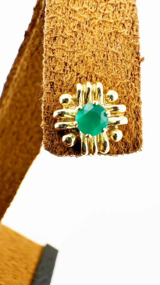 Natural Emerald Studs in 14k Yellow Gold