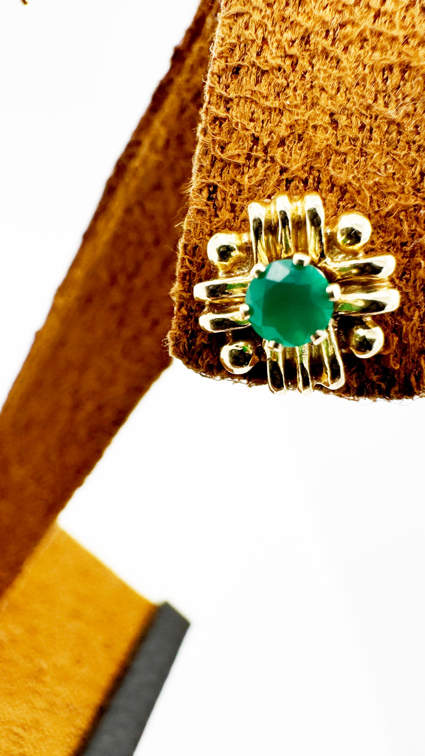 Natural Emerald Studs in 14k Yellow Gold