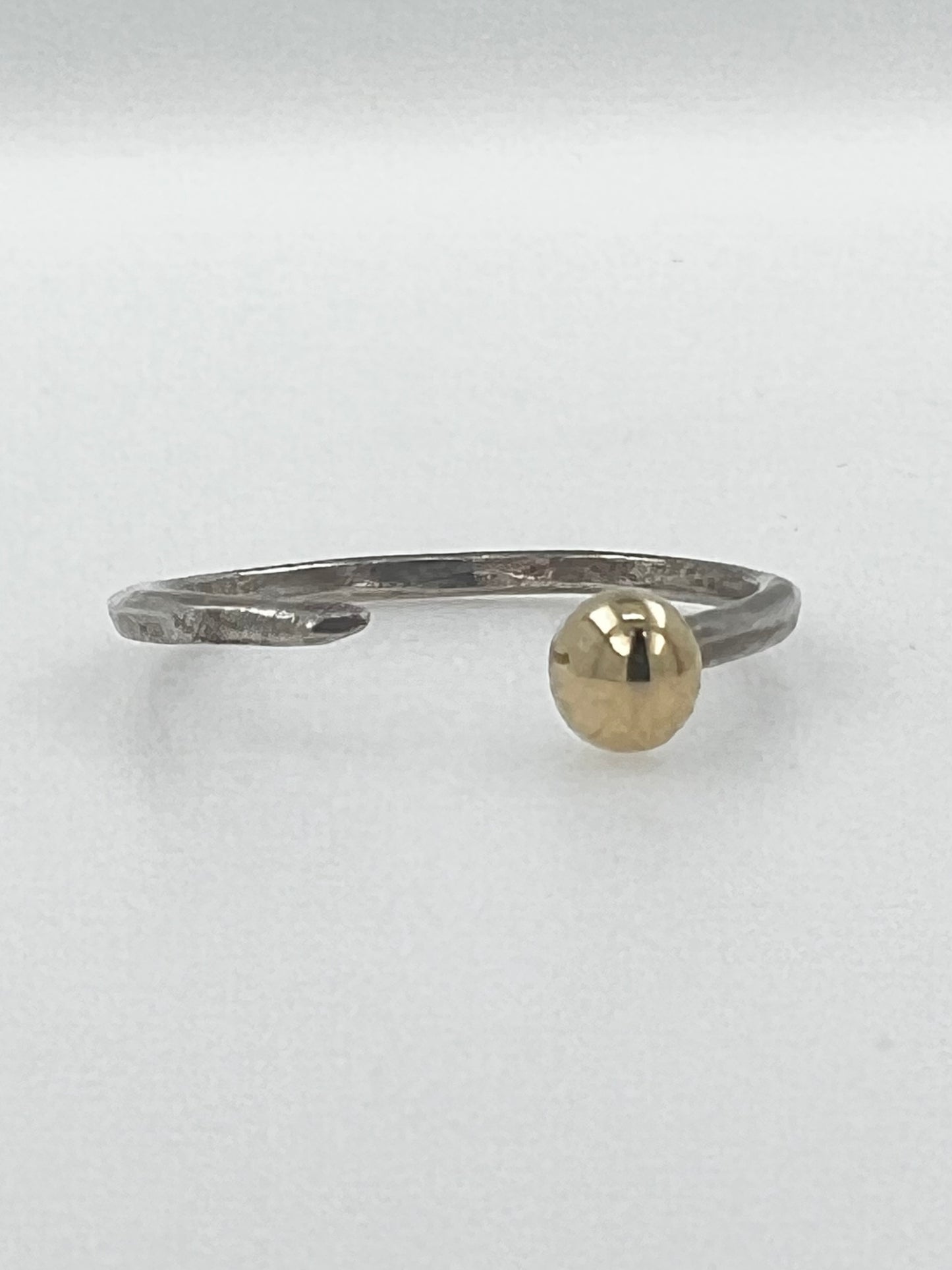 Knife-Edge Ball Ring in .999 Silver & 14k Yellow Gold By Maxwell The Jeweler