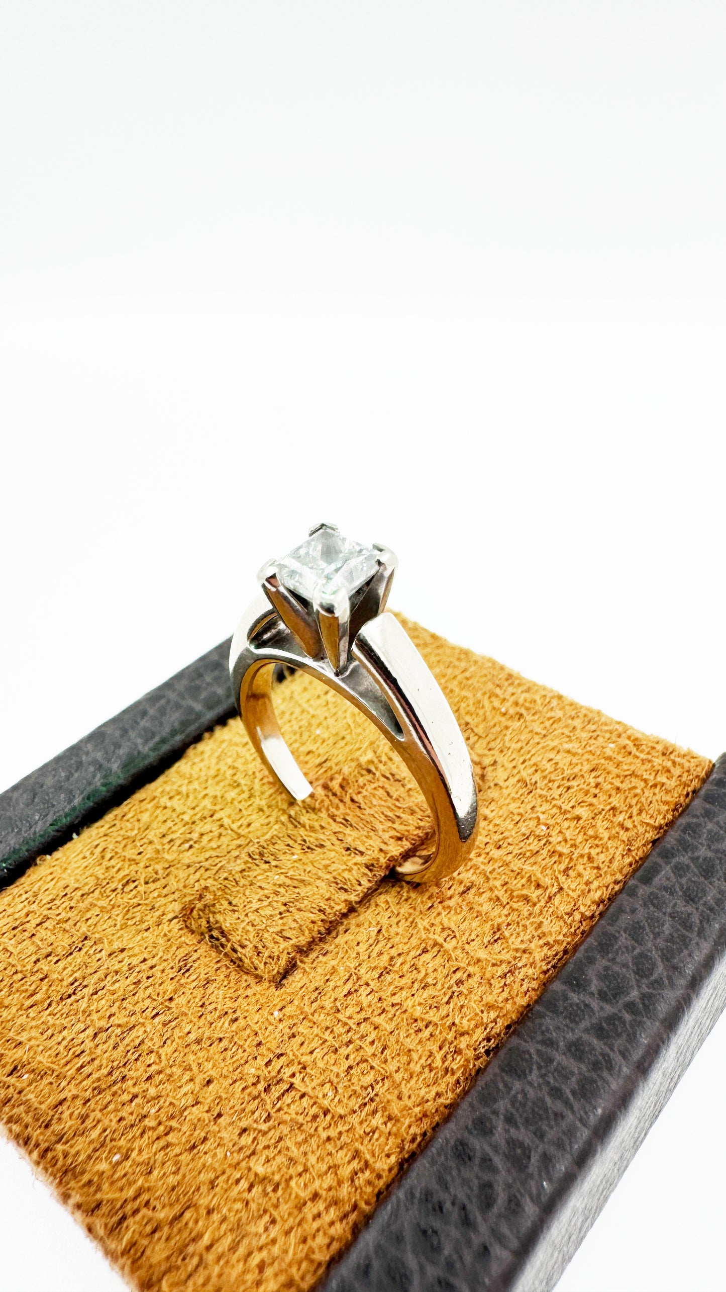 IGI Certified .72 Carat Natural Princess Cut Diamond Ring in 14k White Gold