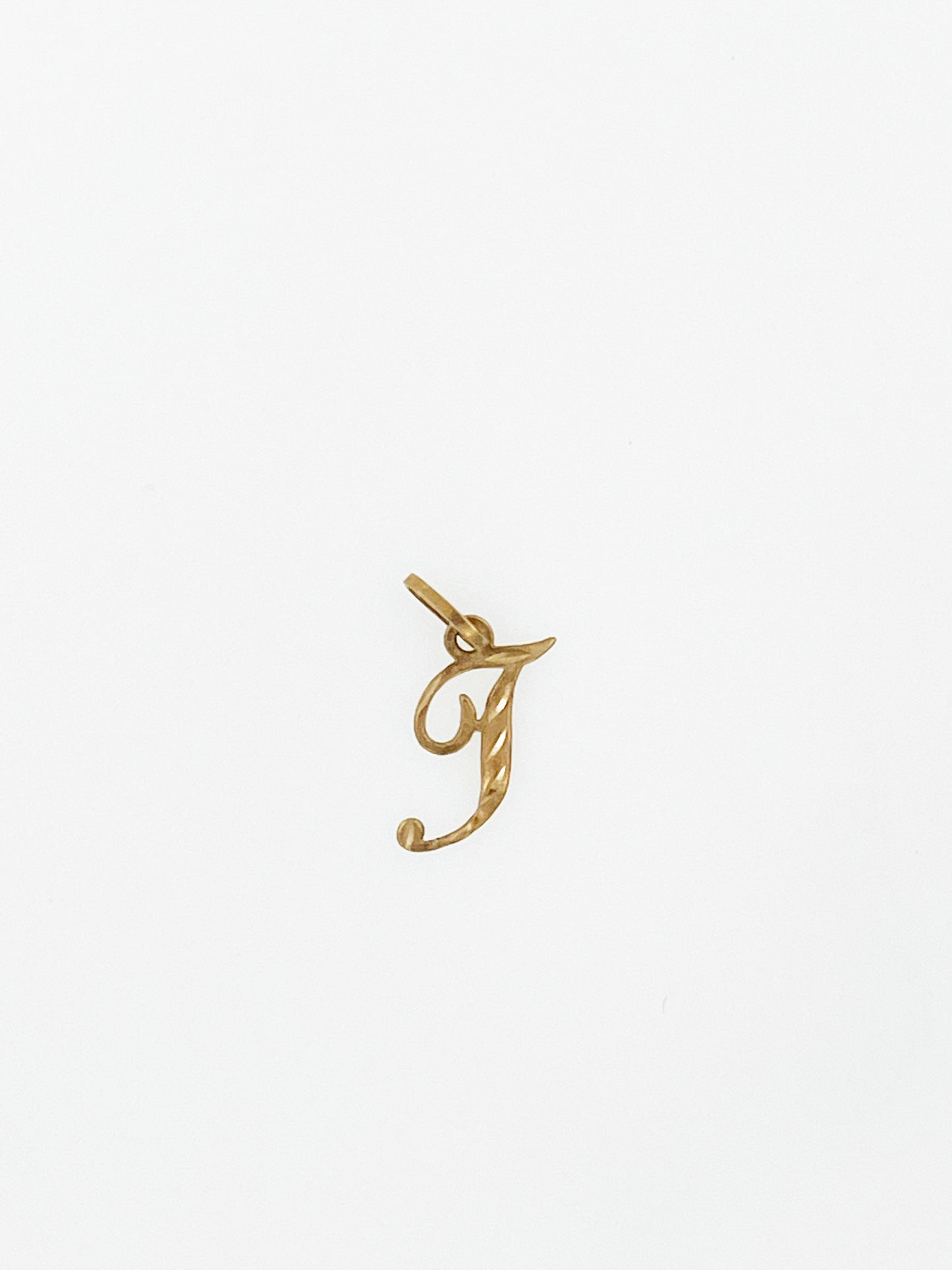 Dainty Diamond Cut ‘J’ Initial Pendant in 14k Yellow Gold