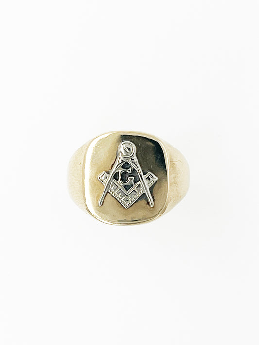Vintage Two-Toned Masonic Ring in 10k Gold