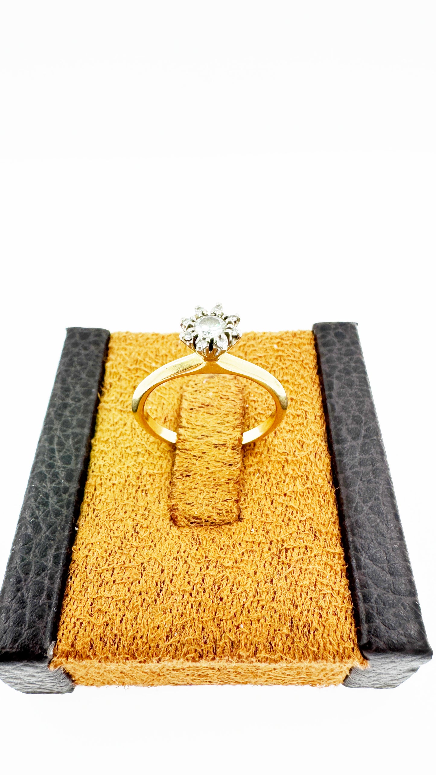 Antique Orange Blossom Halo Diamond Ring in 18k Yellow Gold